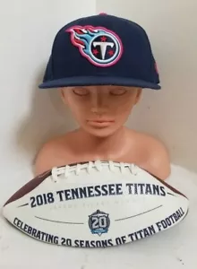 🏈TENNESSEE TITANS 2018 20th Anniversary NFL Football with SIZE 7 FITTED HAT - Picture 1 of 10