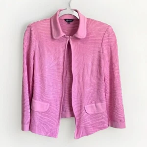 Misook Women Knit Blazer Size Small Petite Bubblegum Pink Rayon Old Money Church - Picture 1 of 12