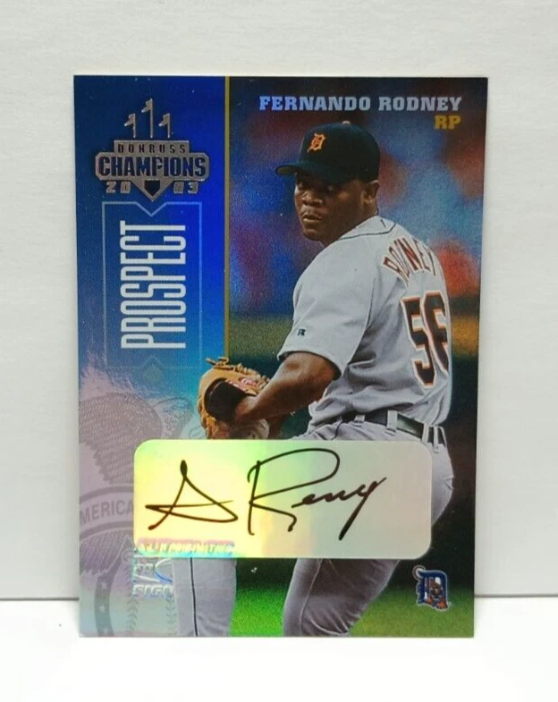 Fernando Rodney 2003 Donruss Champions #98 Autograph Auto Card Tigers /500 - Image 1 of 2