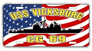 USS VICKSBURG CG 69 Nummernschild U S Flagge Militär U S Navy USN PO6 - Bild 1 von 1