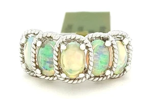 GENUINE 1.20 Cts OPALS RING .925 Sterling Silver - NEW WITH TAG - Picture 1 of 5
