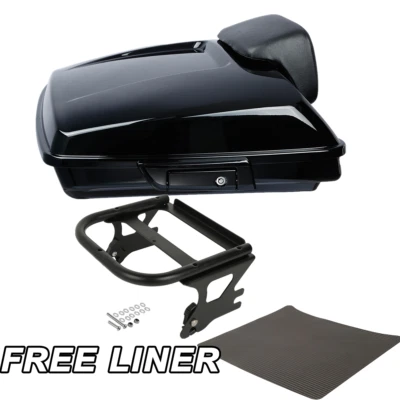 Almohadilla de maletero de afeitar negra y soporte de montaje apto para Harley Touring Road Glide King 97-08 Foto 1 de 4