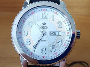 Mens Black Silicone Royal London 41289-02 Silver Day Date Watch New In Box - Picture 1 of 9