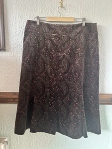 David Nieper Paisley Print Velvet Skirt UK 18 Purple/ Grey MIDI - Picture 1 of 10