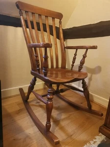 Antique Ash Wooden Rocking Chair - Picture 1 of 8