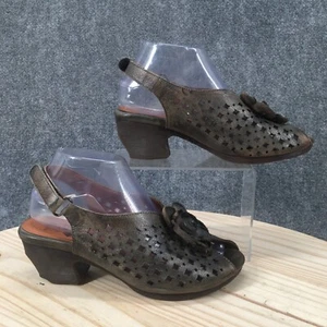 Spring Step L'Artiste Sandals Womens 38 Lovella Slingback Straps Brown Leather - Picture 1 of 16