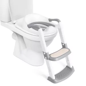 Toddler Potty Training Toilet Seat Foldable Potty Seat w/Steps Ladder Step Stool - Picture 1 of 8