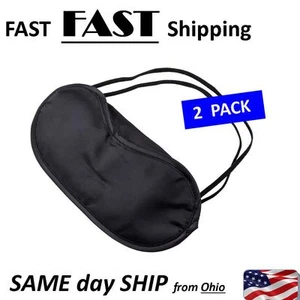 2 PACK --- Eye Mask Shade Cover Blindfold Night Sleeping Black New - Picture 1 of 4