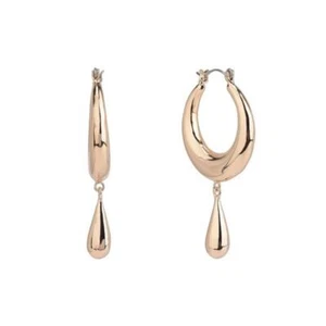 Laundry by Shelli Segal Gold  Hoop Earrings with Teardrop MSRP $38 LN11 - Picture 1 of 3