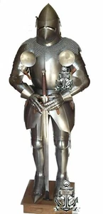 Medieval Knight Suit Of Armor Full Body Armour Suit With Sword Pig Face Helmet - Picture 1 of 5