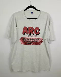 T-shirt da uomo vintage anni '90 ARC gruppo giovani manica a punto singolo grigia taglia XL Russell Ath - Foto 1 di 5
