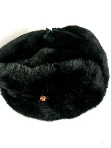 Original SOVIET USHANKA Hut russische UdSSR Militär Marine Offizier schwarz Kunstfell XL - Bild 1 von 8