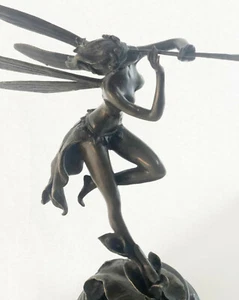 BEAUTIFUL FRENCH FIGURAL BRONZE OF FAIRY GIRL NYMPH SIGNED BY VITALEH SCULPTURE - Picture 1 of 7