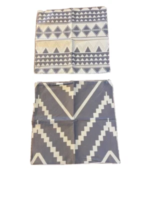 2件套18x18英寸拉链灰色和白色几何图案枕套 — 第 1/4 张图片