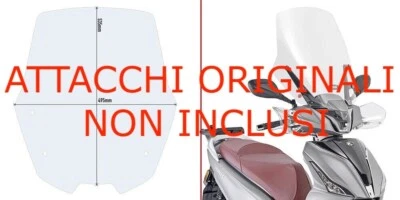 Parabrezza 53,5x49,5 da Montare su Attacchi ORIGINALI Kymco People S 150 2020-25 - Immagine 1 di 3