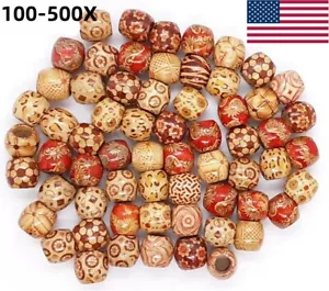 Pack of 100-500X Large Hole BOHO Wooden Beads for Macrame European Charms Crafts - Picture 1 of 13