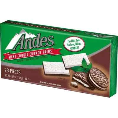 Andes Mint Cookies Crunch Chocolate 132g - 28 pieces Free Shipping World Wide - Image 1 of 3