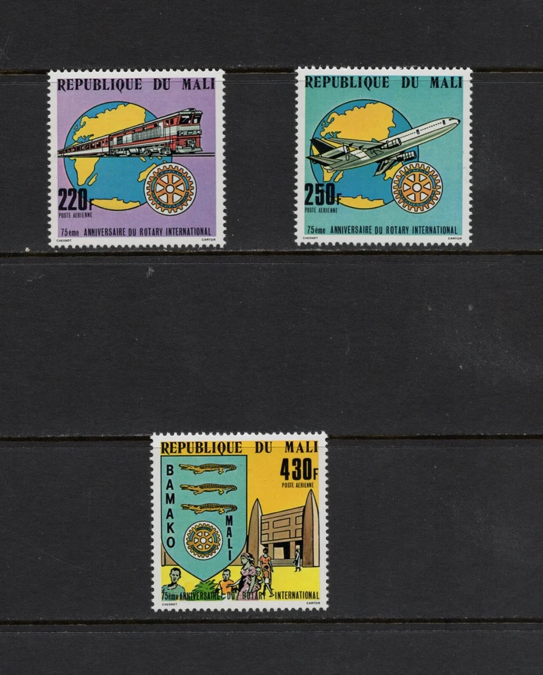 Trenes S4194 Mali 1980. Aviones, Rotary Club 3v.   MNH Foto 1 de 1