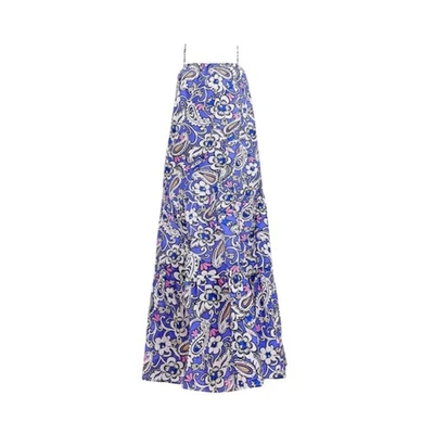 Maxi Vestido LOFT Playa Niveles XL Azul Cachemira Floral Sin Mangas Informal Verano Foto 1 de 4