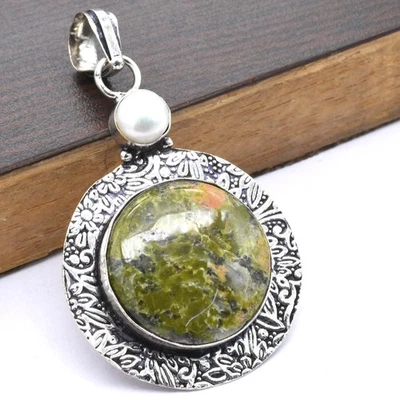 Unakite Perlen Edelstein Ethnisch Handgemachter Anhänger Schmuck 1" P 2315 - Bild 1 von 4