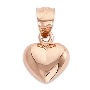 14k Solid Rose Gold Heart Pendant: Romantic Gift - Picture 1 of 5