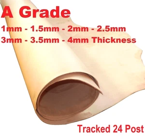 Natural Veg Tan Cowhide Tooling Leather 60cm x 30cm - 24" x 12" Inch Rectangle - Picture 1 of 8