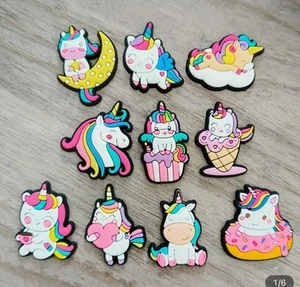 10pcs Multicolored Unicorns For Croc Accessories Shoe Charm Charms Rubber - Picture 1 of 4