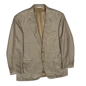 Canali Silk / Wool Blazer Birdseye Sport Coat Beige Italy Surgeons Cuff 44L - Picture 1 of 12