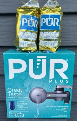 PUR PLUS Faucet Filtration System - Metallic Gray (PFM350V) 2 Xtra Filters NEW - Image 1 of 4