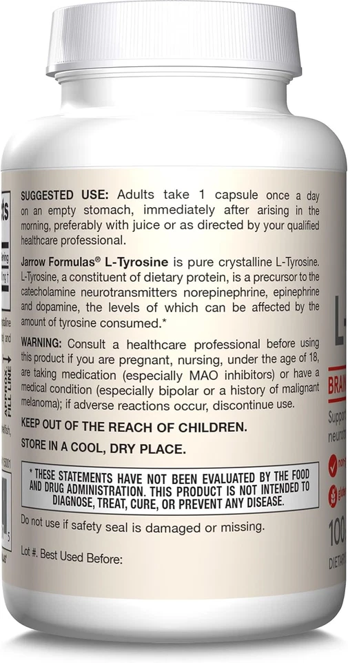 Jarrow Formulas L-tyrosine 500 MG 100 Capsules