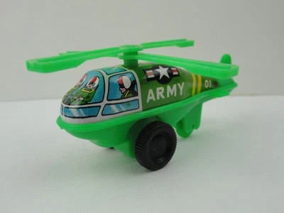 Helicóptero del ejército de hojalata/plástico de 3 1/2" (verde) hecho en Japón Foto 1 de 4