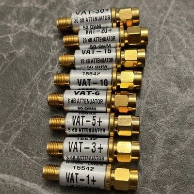 8 MISC Mini Circuits VAT 30 20 15 10 6 5 3 1 ATTENUATOR SMA M/SMA F - Image 1 of 2