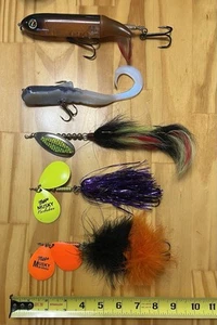 Lot Of 5 Muskie Lures - Mepps, Bulldog, Whopper Plopper, Windel’s - Picture 1 of 6