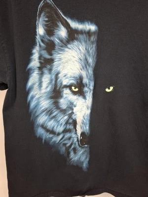 Camiseta De Colección Lobo Negra Talla L Fruta del Telar Lobos Media Cara Animal Camiseta Foto 1 de 4