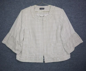 Karl Lagerfeld Blazer Damen 22 Beige Paris Kunstperlen Fransen Taillenlänge Neu mit Etikett - Bild 1 von 10