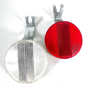 Set catarifrangente rotondo vintage Cateye Japan supporti bulloni freno F/R 2,5" RR-250-WZ - Foto 1 di 7