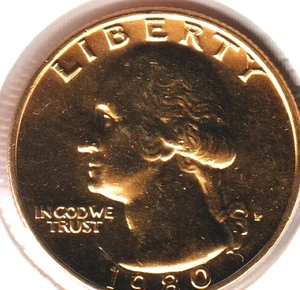 1980 US Washington 24k Gold Plated Quarter Collection Coin 🔥Cyber Monday Sale! - Picture 1 of 2
