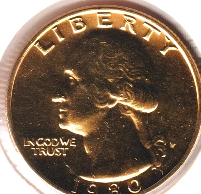 1980 US Washington 24k Gold Plated Quarter Collection Coin 🔥Cyber Monday Sale! - Image 1 of 2