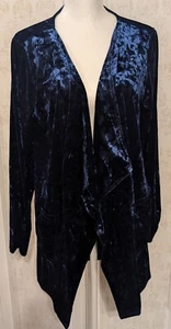 Canyon Retreat Blue Crushed Velvet Waterfall Front Jacket  XS Whimsigoth Witchy  - Picture 1 of 7