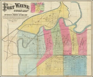 1871 Fort Wayne Guide Map. Location of First Professional Baseball Game shown! - Picture 1 of 3