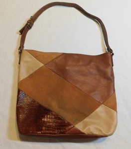 LUCKY BRAND LEDER PATCHWORK WILDLEDER HANDTASCHE SCHULTER 14"x12" - Bild 1 von 13