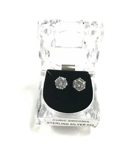Pendientes de tachuelas de circonio cúbico de plata esterlina 925 9 mm - Imagen 1 de 7