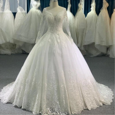 Vestidos de novia de encaje con cuentas de tul princesa línea A capilla tren vestidos de novia Foto 1 de 4