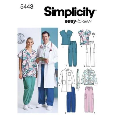 Simplicity Sewing Pattern 5443, UNISEX SCRUBS, Size XL -XXXL, Uncut - Image 1 of 2