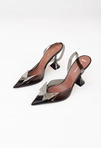 Amina Muaddi AWGE Phoenix Heels in Black Smoke PVC Sz 40 RRP $1900 AUD - Bild 1 von 5
