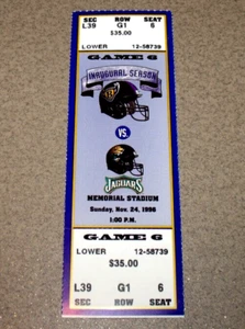 Baltimore Ravens 11/24/1996 Full Ticket vs Jacksonville 28-25 OT Win Vinny 366yd - Picture 1 of 3