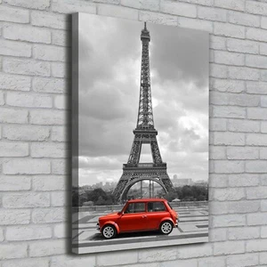 Leinwand-Bild Kunstdruck Hochformat 70x100 Bilder Eiffelturm Auto - Bild 1 von 6