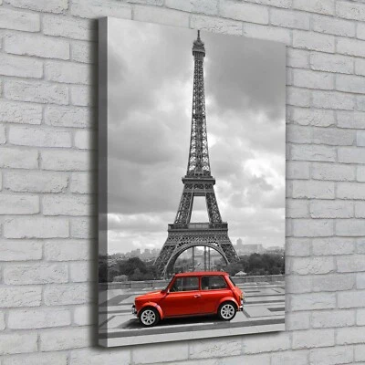 Leinwand-Bild Kunstdruck Hochformat 70x100 Bilder Eiffelturm Auto - Bild 1 von 4