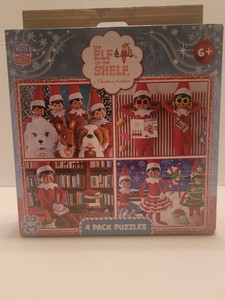 Elf On The Shelf Puzzle Kid's Christmas Tradition 4 Pack Puzzles NIB 100 #12120