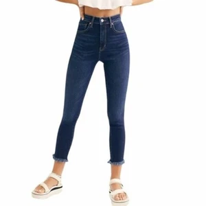 We the Free People Hi Rise Skinny Jegging Jeans Dark Wash Indigo Raw Hem Neu 31 - Bild 1 von 6